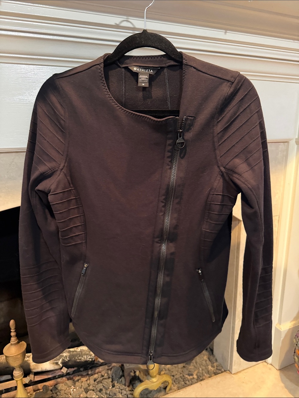 Athleta Women's Black Asymmetrical Zip Moto Jacket size medium
